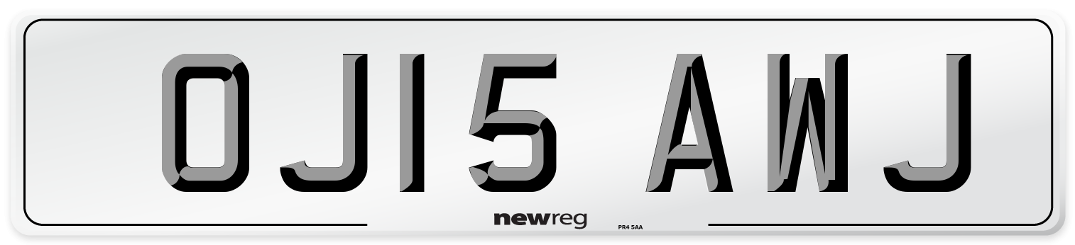 OJ15 AWJ Number Plate from New Reg